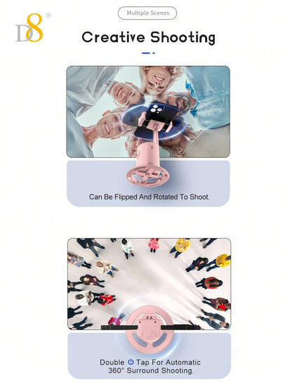 D8 AI Auto Face Tracking Phone Gimbal – Gesture Recognition, 360° Horizontal & Vertical Shooting