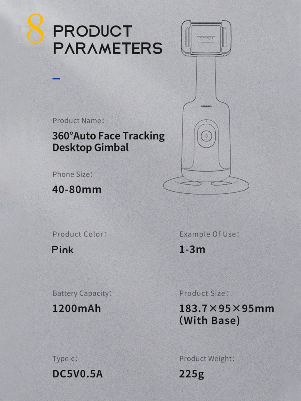 D8 AI Auto Face Tracking Phone Gimbal – Gesture Recognition, 360° Horizontal & Vertical Shooting