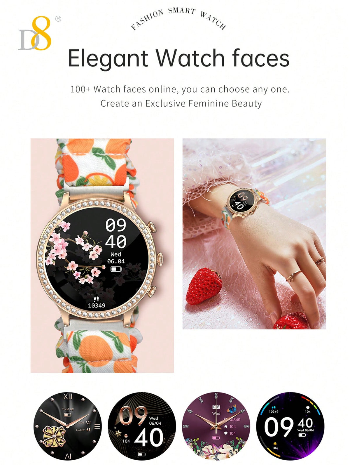 Dynamic8 Smart Watch – Women’s IP68 Waterproof Call Function
