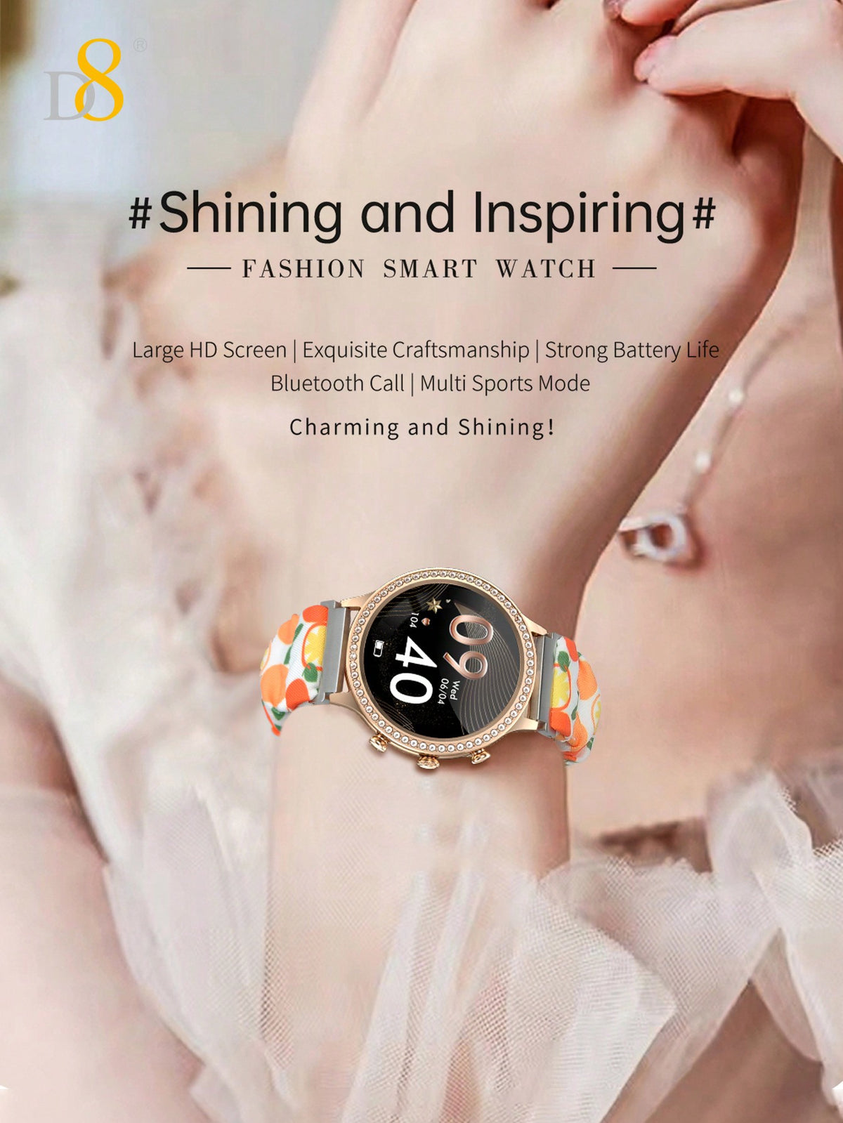 Dynamic8 Smart Watch – Women’s IP68 Waterproof Call Function