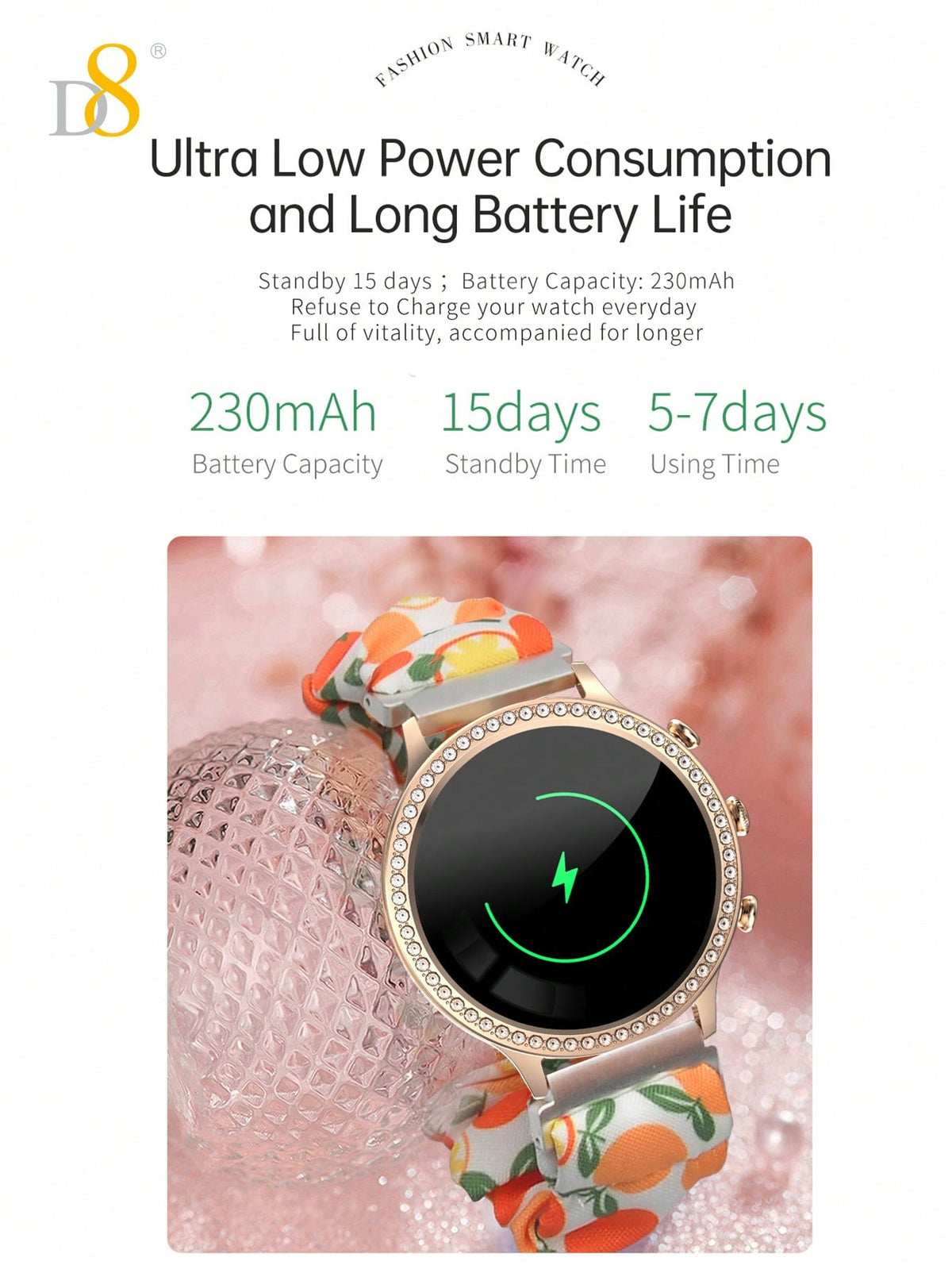 Dynamic8 Smart Watch – Women’s IP68 Waterproof Call Function