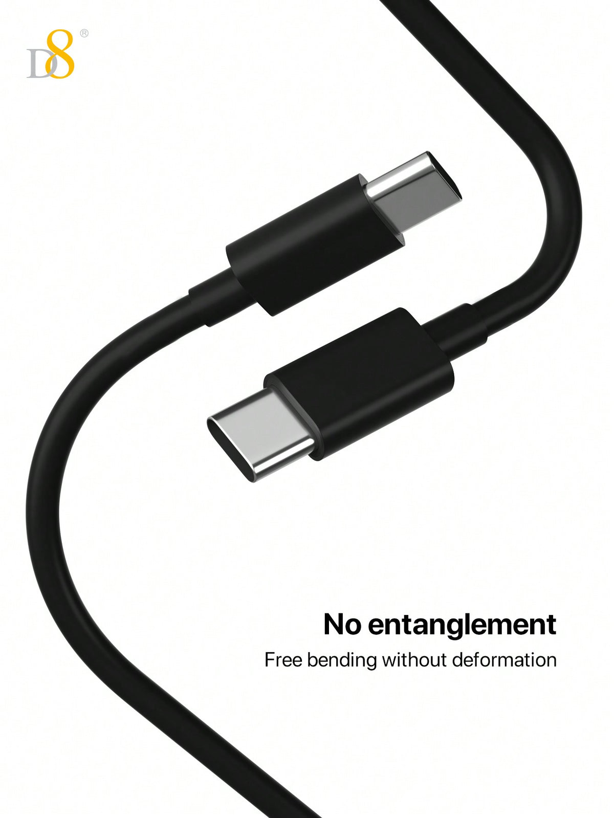 D8 USB-C to USB-C Cable – 2-Pack, 60W Fast Charging, 3.3ft Nylon Braided