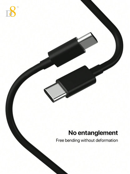 D8 USB-C to USB-C Cable – 2-Pack, 60W Fast Charging, 3.3ft Nylon Braided