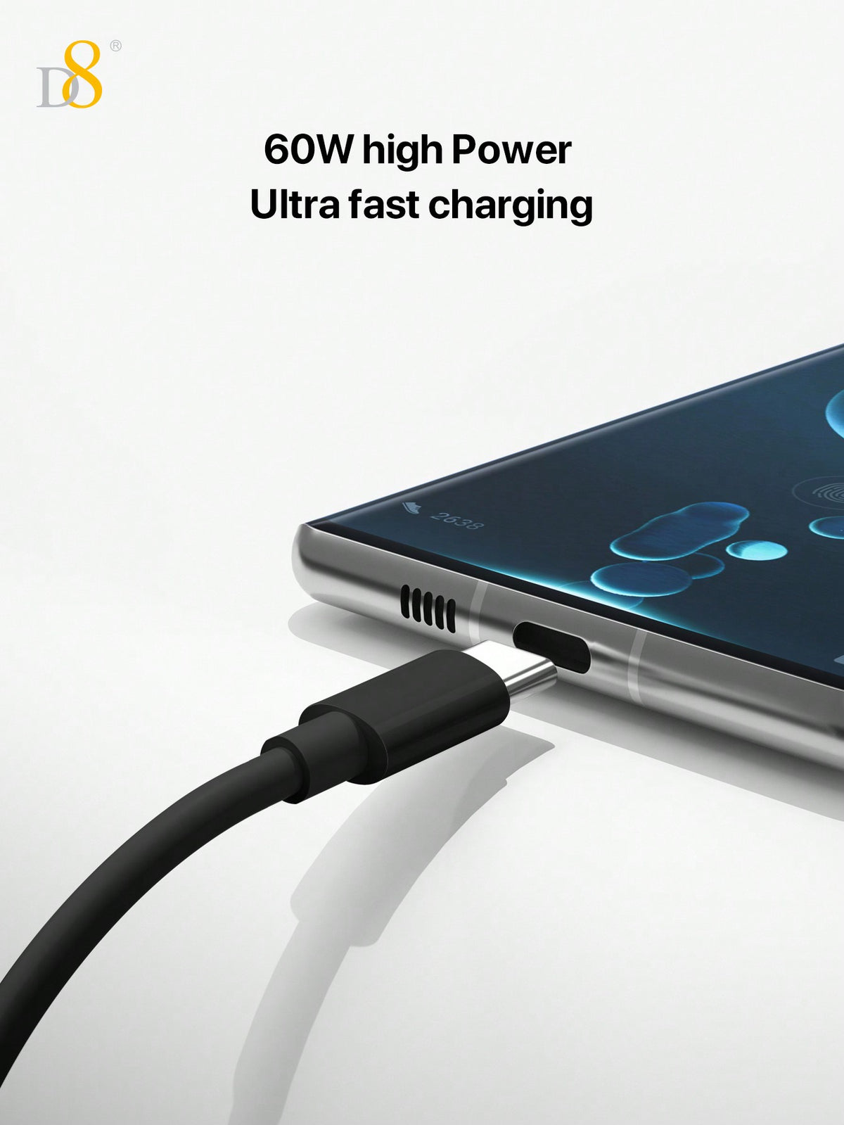 D8 USB-C to USB-C Cable – 2-Pack, 60W Fast Charging, 3.3ft Nylon Braided