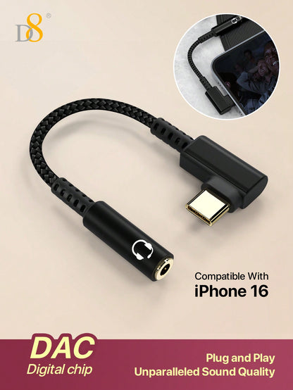 D8 USB-C to 3.5mm DAC Headphone Adapter