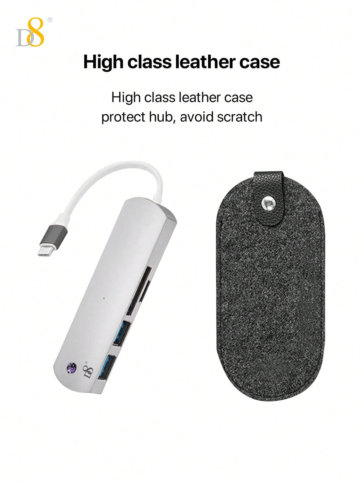 D8 4-in-1 USB-C Hub – HDMI, USB-A, USB-C, SD Card Reader