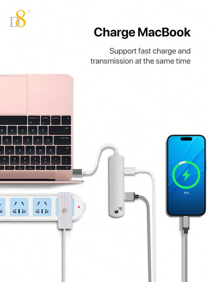 D8 4-in-1 USB-C Hub – HDMI, USB-A, USB-C, SD Card Reader