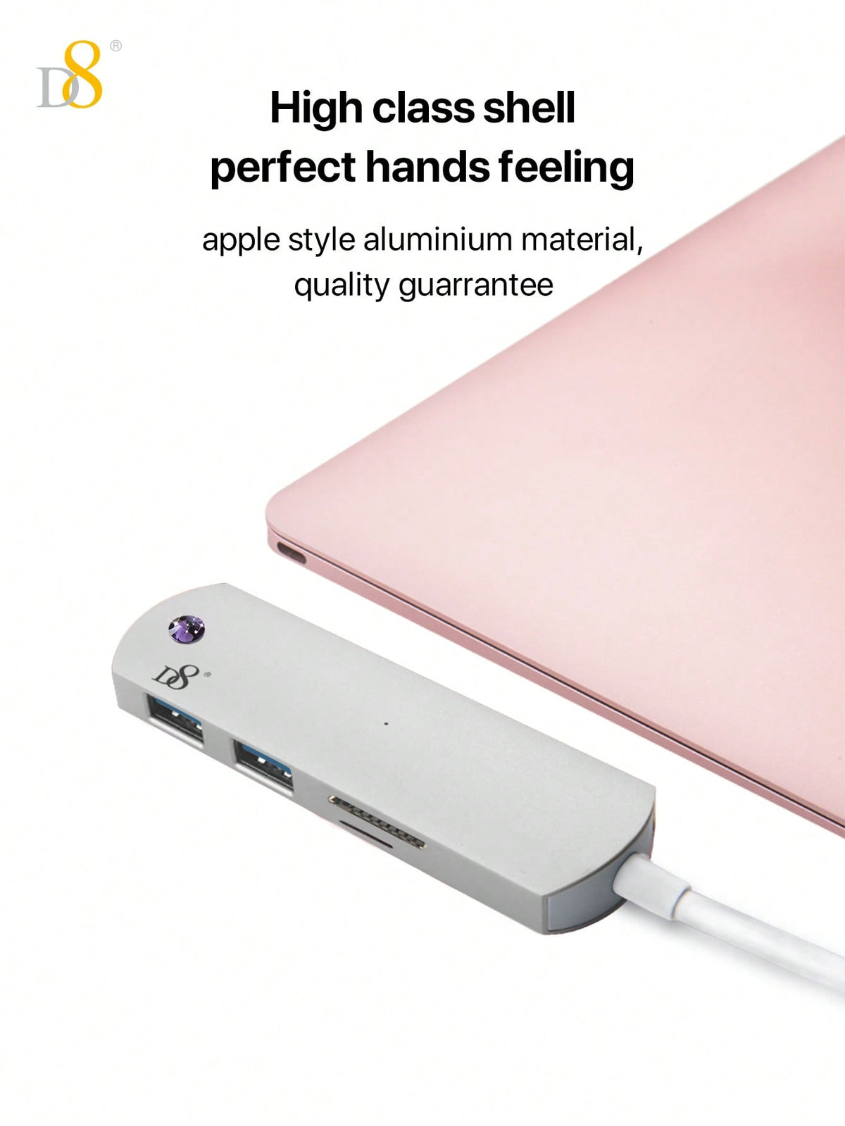 D8 4-in-1 USB-C Hub – HDMI, USB-A, USB-C, SD Card Reader