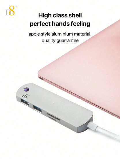 D8 4-in-1 USB-C Hub – HDMI, USB-A, USB-C, SD Card Reader