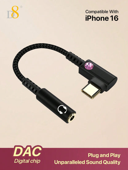 D8 USB-C to 3.5mm DAC Headphone Adapter