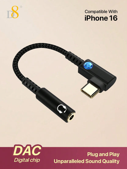 D8 USB-C to 3.5mm DAC Headphone Adapter