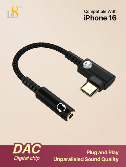 D8 USB-C to 3.5mm DAC Headphone Adapter