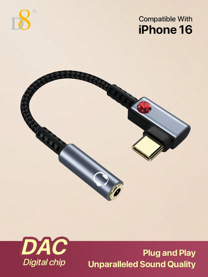 D8 USB-C to 3.5mm DAC Headphone Adapter