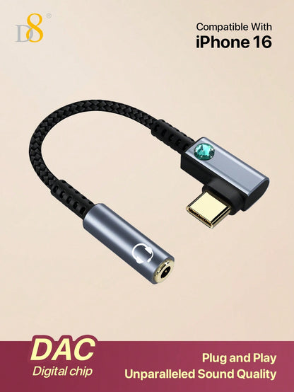 D8 USB-C to 3.5mm DAC Headphone Adapter
