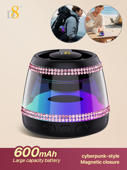 D8 Foldable Magnetic Bluetooth Speaker – 10H Playtime, RGB Light, Phone Stand