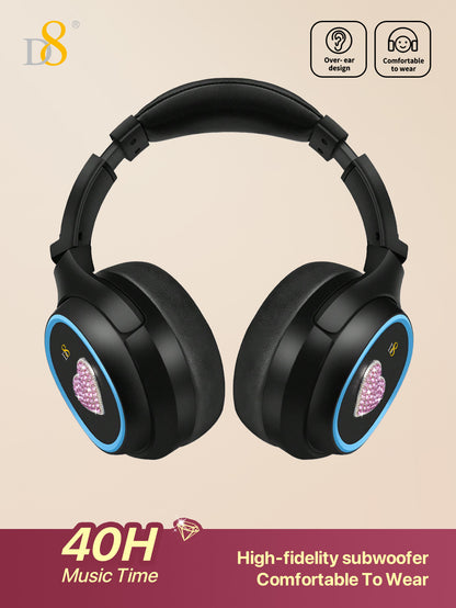 D8 Wireless Over-Ear Headphones – Deep Bass, Mic, 3.5mm & SD Slot