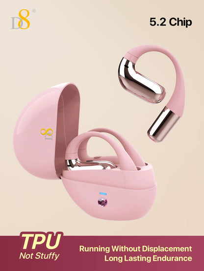 D8 Open-Ear Wireless Earbuds – Bass Boost, 7H Battery, IPX5 Waterproof, Gaming Ready
