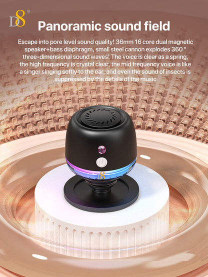 D8 Magnetic Bluetooth Speaker – 10H Playtime, RGB Light, Foldable Phone Stand