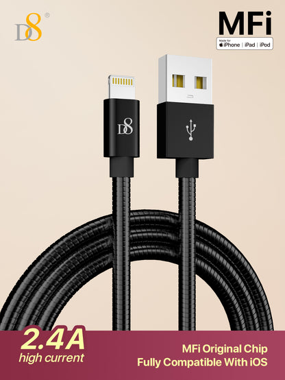 Stainless Jacket MFi Lightning to USB Charging Cable | Dynamic8