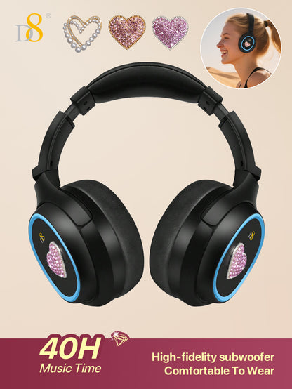 D8 Wireless Over-Ear Headphones – Deep Bass, Mic, 3.5mm & SD Slot