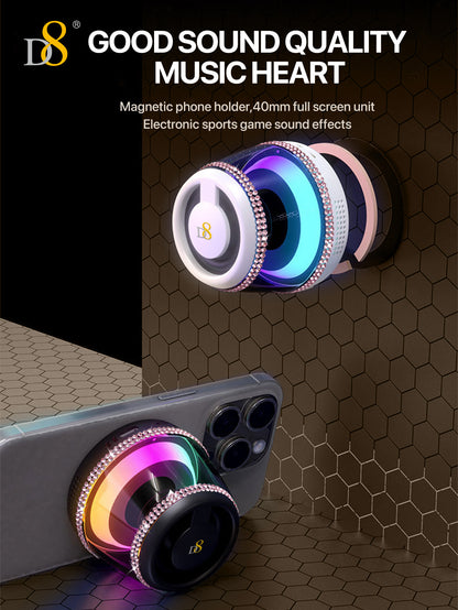 D8 Foldable Magnetic Bluetooth Speaker – 10H Playtime, RGB Light, Phone Stand