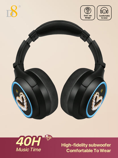 D8 Wireless Over-Ear Headphones – Deep Bass, Mic, 3.5mm & SD Slot