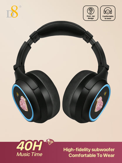 D8 Wireless Over-Ear Headphones – Deep Bass, Mic, 3.5mm & SD Slot