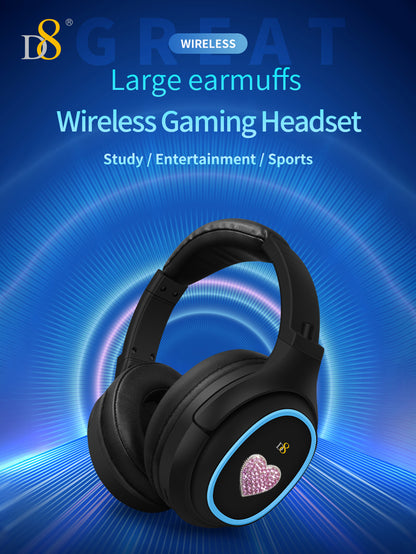 D8 Wireless Over-Ear Headphones – Deep Bass, Mic, 3.5mm & SD Slot