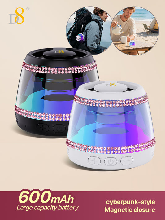 D8 Foldable Magnetic Bluetooth Speaker – 10H Playtime, RGB Light, Phone Stand
