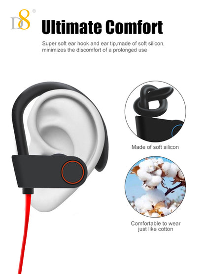 D8 Sports Wireless Earbuds – 10 Hours Playtime, Bluetooth 5.3, Deep Bass