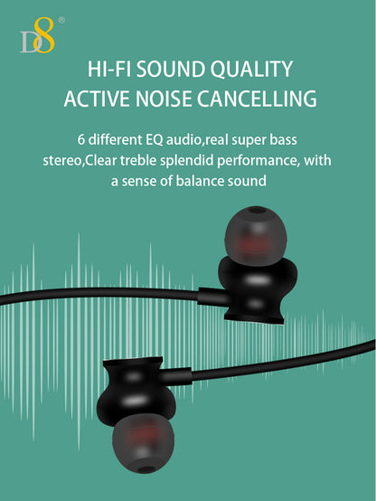 D8 Neckband Wireless Headphones – 100H Bluetooth, Waterproof, Mic