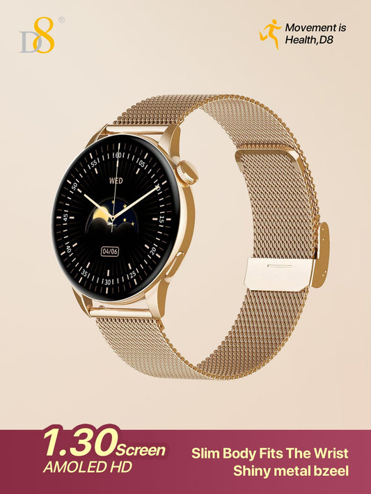 D8 1.3" Women's Smartwatch Waterproof Fitness Tracker 100+ Sports Modes