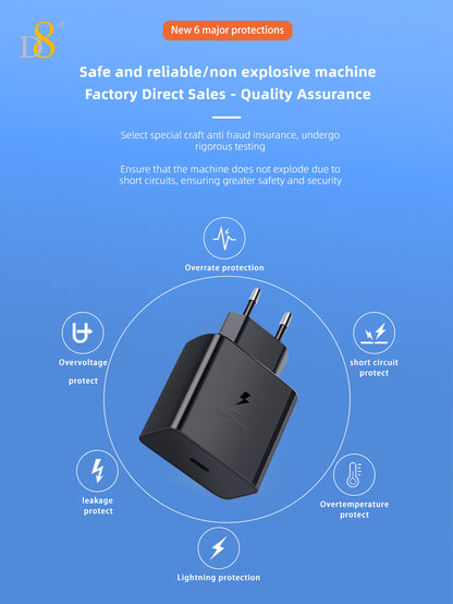 D8 45W USB-C Wall Charger – Fast Charging for iPhone, MacBook, iPad, Samsung