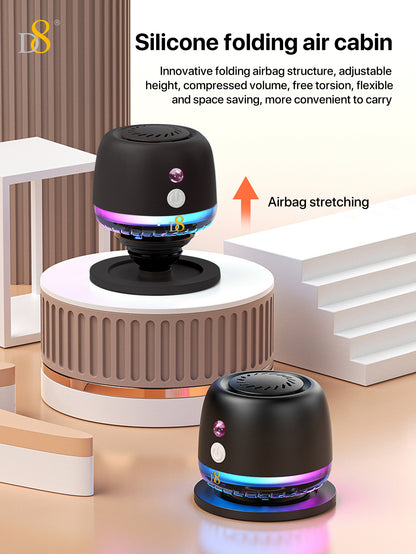 D8 Magnetic Bluetooth Speaker – 10H Playtime, RGB Light, Foldable Phone Stand
