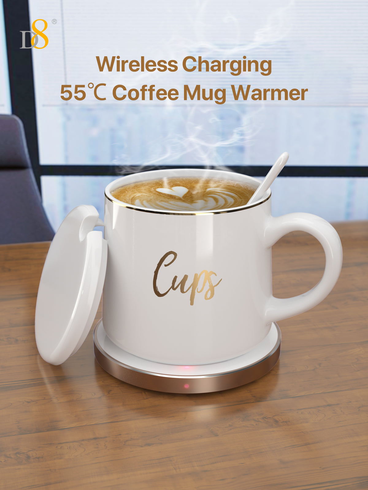 Wireless Charging Coffee Mug - 55℃ Thermostatic, Aluminum | Mobile Accessories