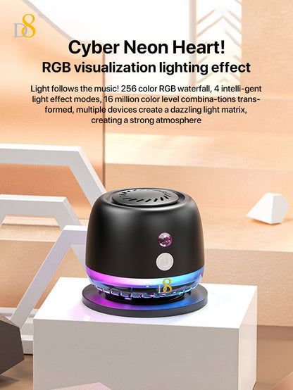 D8 Magnetic Bluetooth Speaker – 10H Playtime, RGB Light, Foldable Phone Stand