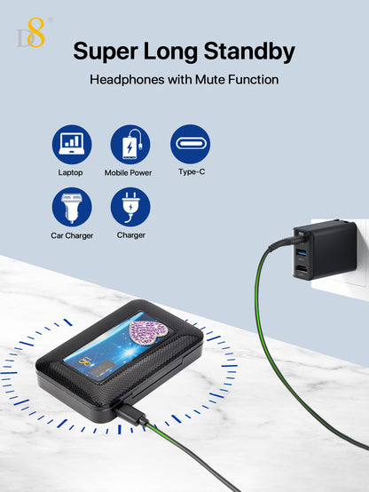 D8 Wireless Earbuds – LED Battery Display, Deep Bass, Noise Canceling