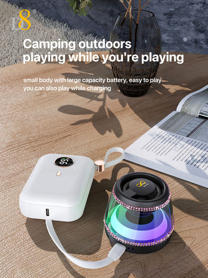 D8 Foldable Magnetic Bluetooth Speaker – 10H Playtime, RGB Light, Phone Stand