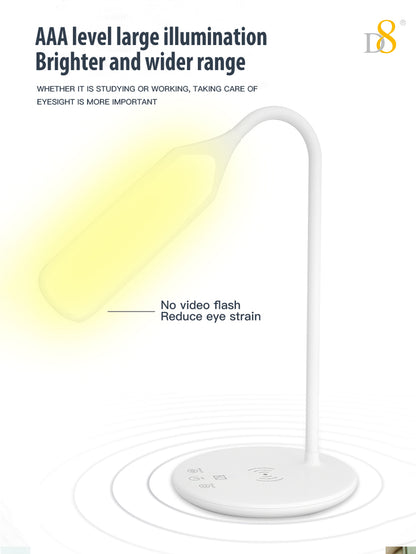 Wireless Charging LED Desk Lamp - Touch Dimmable, 15W Output