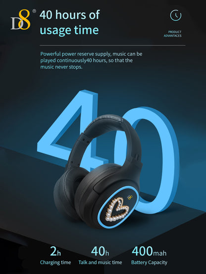 D8 Wireless Over-Ear Headphones – Deep Bass, Mic, 3.5mm & SD Slot
