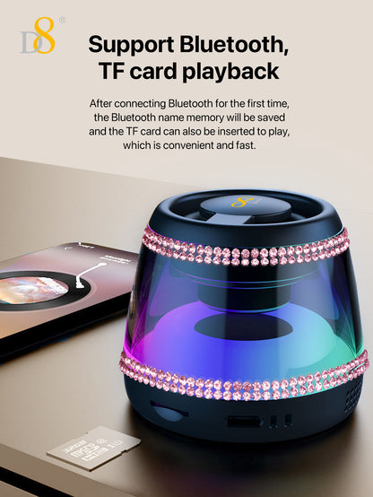 D8 Foldable Magnetic Bluetooth Speaker – 10H Playtime, RGB Light, Phone Stand