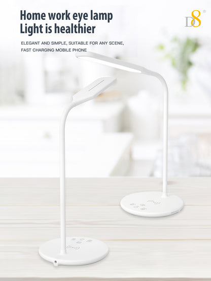Wireless Charging LED Desk Lamp - Touch Dimmable, 15W Output