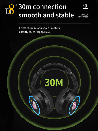 D8 Wireless Over-Ear Headphones – Deep Bass, Mic, 3.5mm & SD Slot
