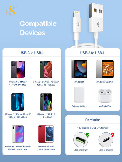 D8 MFi Lightning Power & Sync Cable