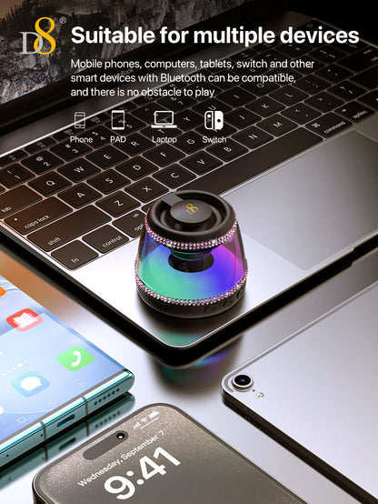 D8 Foldable Magnetic Bluetooth Speaker – 10H Playtime, RGB Light, Phone Stand