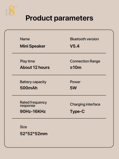 D8 Magnetic Bluetooth Speaker – 10H Playtime, RGB Light, Foldable Phone Stand