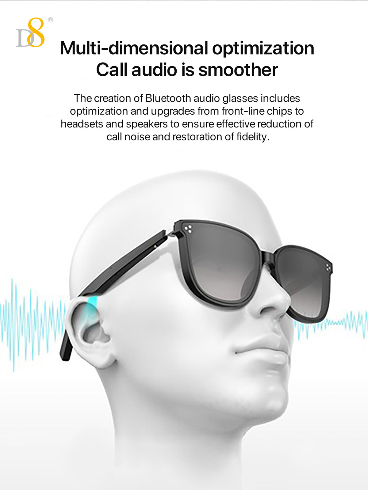 D8 hand-applied diamonds Smart Wireless Glasses,(Music&Call) for Smart Devices ，for Men&Women，Connect Mobile Phones & Tablets，When you Cycling,play gaming,enjoy music or call, Holiday Gift Valentine's Day Gift Christmas Gifts,Must-Haves For Autumn