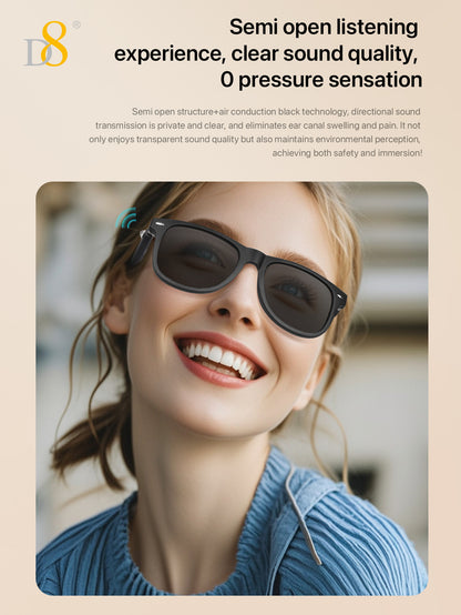 D8 Smart Bluetooth Glasses UV400 Voice Control