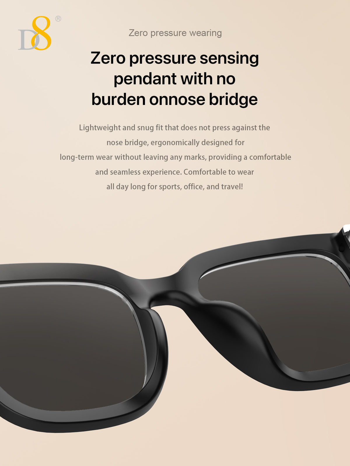 D8 Smart Bluetooth Glasses UV400 Voice Control