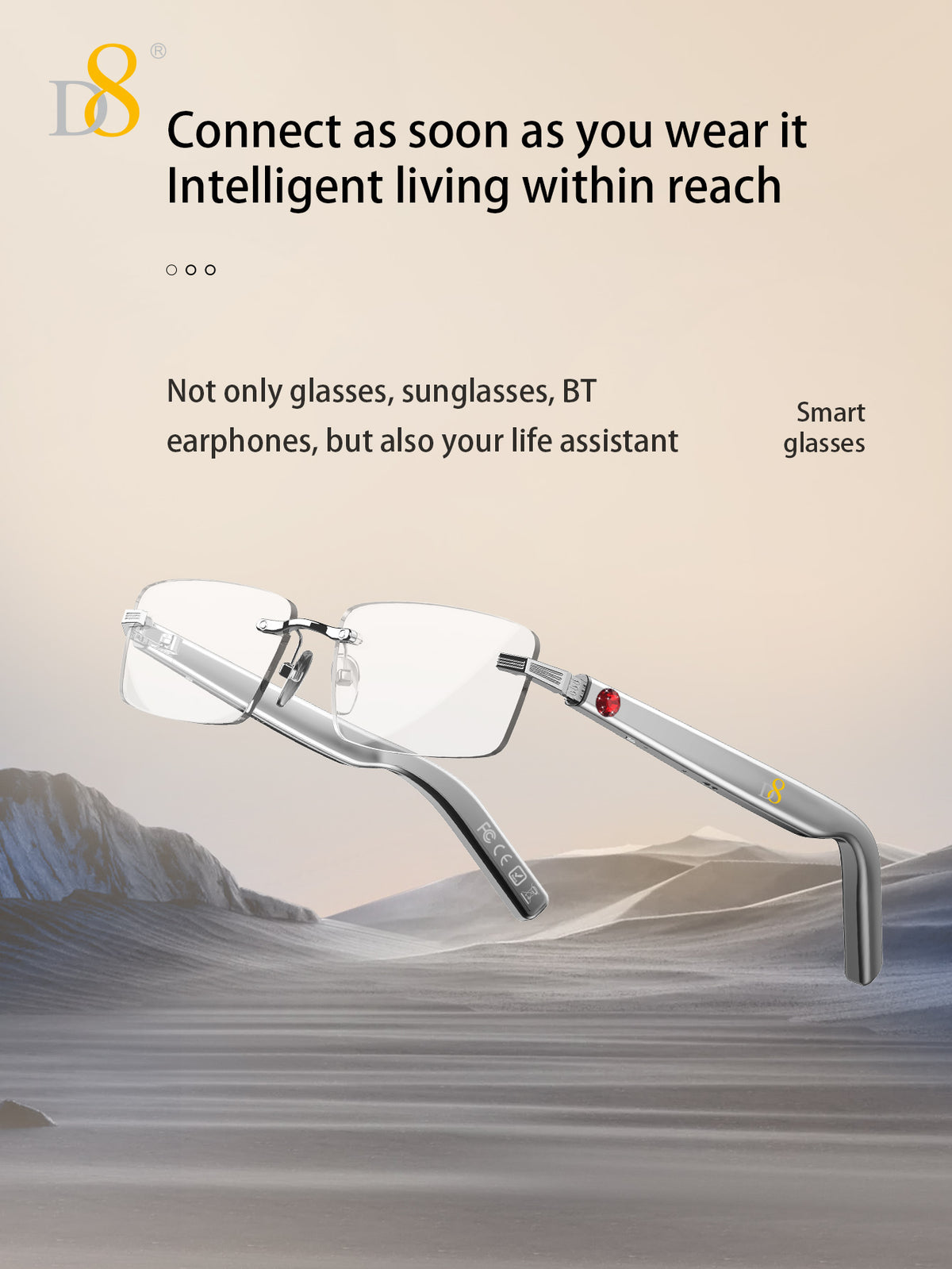 D8 Smart Bluetooth Glasses – Women’s Photochromic Blue Light Office Reading Glasses